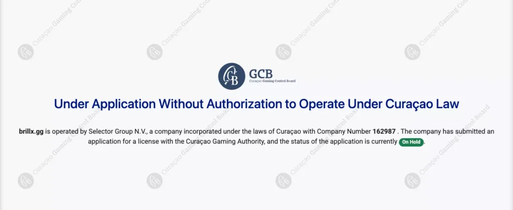 Рабочая лицензия казино Brillx - Curacao